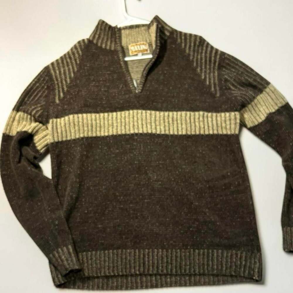 Maxini Brown Grandpa Quarter Zip Sweater